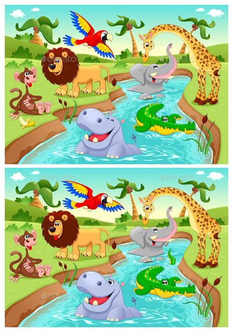 Spot the Differences. Two images with six changes between them, vector and carto… | Spot the ...