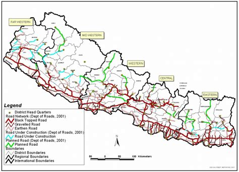 Road Network of Nepal (as of 2001) - Nepal | ReliefWeb