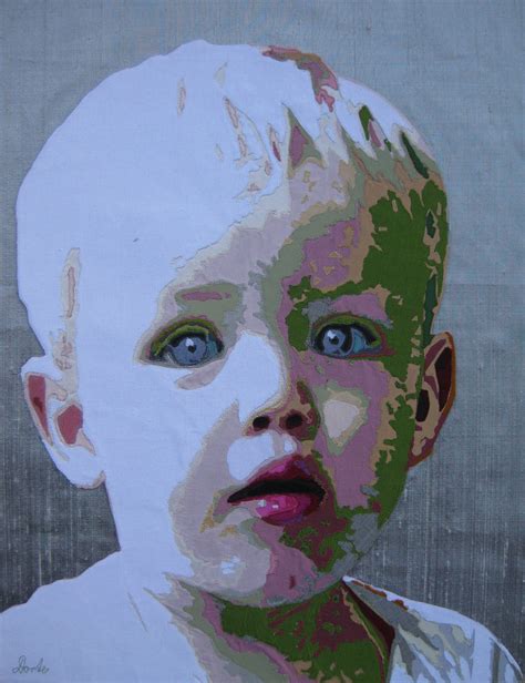 Elias 2 year, 50 x 40 cm, Art quilt made by Dorte Jensen, www.stofbilleder.dk Facebook: https ...