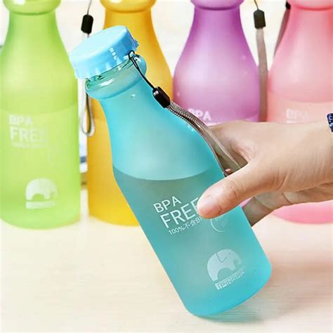 550mL Portable Water Bottle Leak proof Unbreakable Frosted Plastic BPA Free Water Bottle for ...