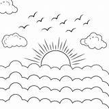 Sun And Clouds Coloring Page sketch template