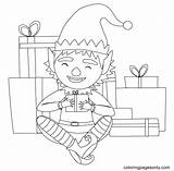 Elf With Presents Coloring Page  Free Printable Pages sketch template