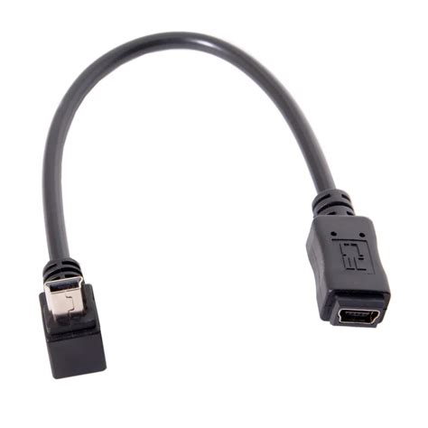 GPS Mini USB B Type 5P 90D Up Direct Angled Male to Female Extension ...