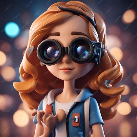 Premium Photo | Anime manga girl with binoculars 3d illustration