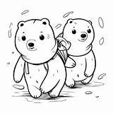 Livro De Colorir Para Crianças Urso E Polar passeando  Vetor Premium sketch template
