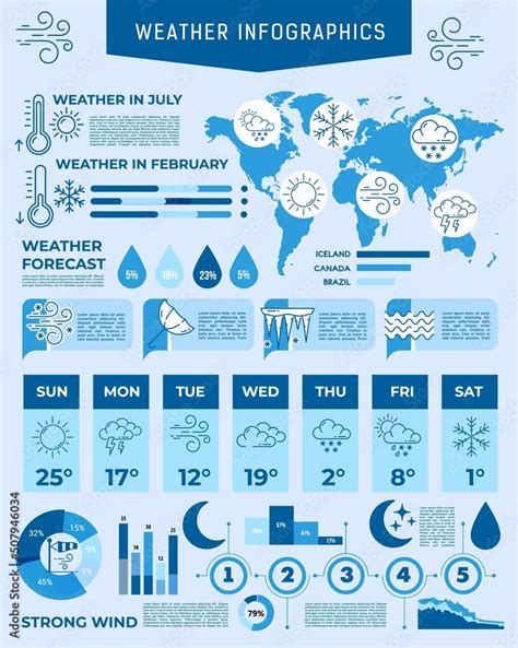 Forecast weather infographic charts and climate report data, vector ...