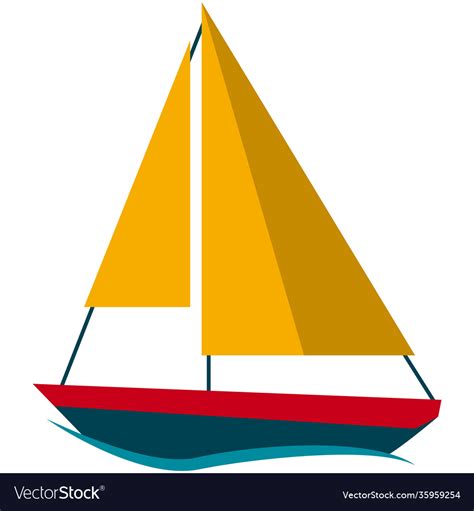 Sail boat with mast and rope isolated flat Vector Image