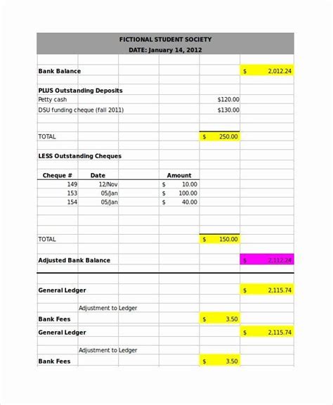 Bank Statement Reconciliation Template Best Of 7 Bank Reconciliation Examples Balance Sheet ...