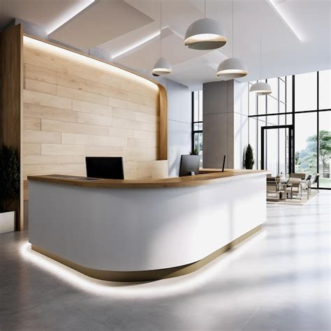 Premium Photo | The Ultimate Modern Office Sleek Reception Desk for CuttingEdge Concierge ...