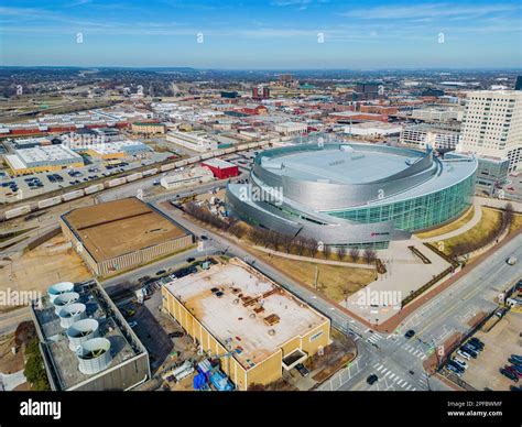 Oklahoma, FEB 14 2023 - Aerial view of the Bok Center and Tulsa ...