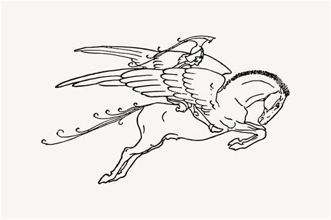 Pegasus clipart, drawing illustration vector. | Free Vector - rawpixel