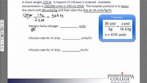 Weight Dose #4 Heparin bolus and drip - YouTube