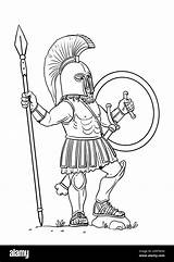Greek Hoplite With spear For coloring Colouring template Children  sketch template