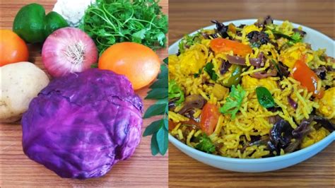 Purple Cabbage Fried Rice | Healthy Fried Rice Recipe | Vegetable Fried ...