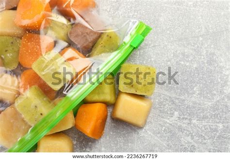 Different Frozen Fruit Puree Cubes Plastic Stock Photo 2236267719 ...