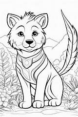 Coloring Book Animal Baby Wolf Stock Illustration  Of sketch template