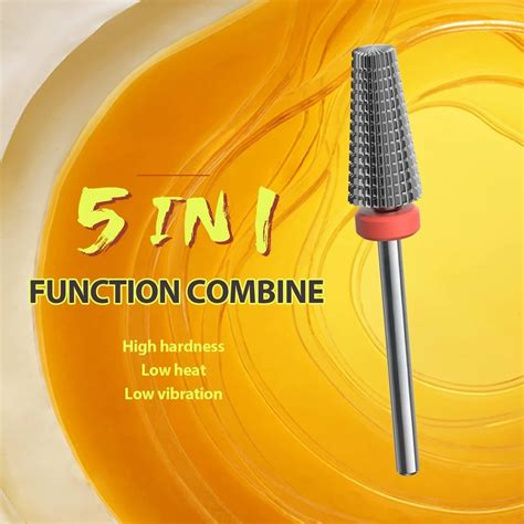 5 In 1 Nail Drill Bits 3/32" Milling Cutter for E file Acrylic Gel Polish Cuticle Clean Nail Art ...