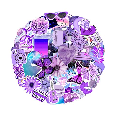 Buy Purple Stickers, 100 Pack Aesthetic Purple Stickers for Water ...
