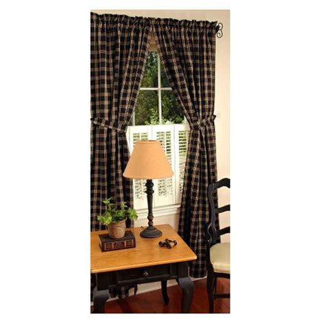 Middletown Check BlaCK Prairie 84" Curtains | Primitive decorating ...