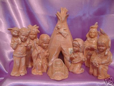 15 Pc Ceramic Native American Indian Nativity Figurines | #16449928