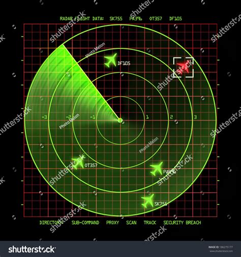 Airport Air Traffic Control Radar Screen Stock Illustration 186275177 ...