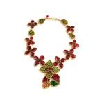 Frances Patiky Stein's Collection: Green and Red Gripoix Necklace, Gold Metal, Circa 1971-1981 ...