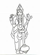 Drawing God Vishnu Coloring Outline Pencil Gods Indian Hindu Painting  sketch template