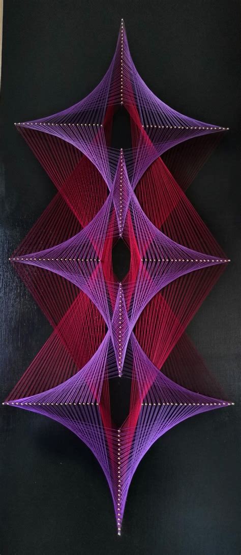 Abstract Purple and Red String Art Wall Decor