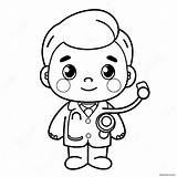 Cute Doctor With A Stethoscope Coloring Page 54883 44234 sketch template