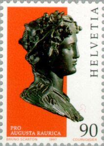 Stamp: God Bacchus (Bronze Bust) (Switzerland(Gallo-Roman Art) Mi:CH 1606,Sn:CH 992,Yt:CH 1534 ...
