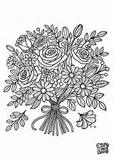 Flower Bouquet Coloring Pages Free Printable sketch template
