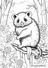 Opossum Coloring Page » Free Download Artus Art sketch template