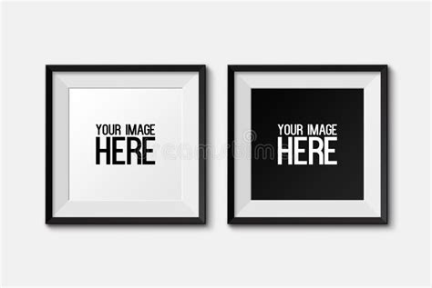 Realistic Square Picture Frame Isolated On White Wall Background. Stock Illustration ...
