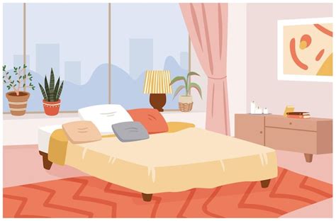 Premium Vector | Bedroom hygge home interior vector illustration. Cartoon scandinavian interior ...