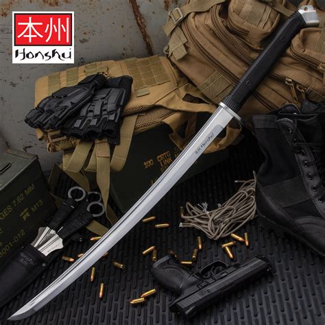 Honshu Boshin Wakizashi - Modern Tactical Samurai / Ninja Sword - Hand Forged 1060 Carbon Steel ...