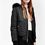 Varsity Bomber With Faux Fur Hood Jacket ($235) | Winter Bomber Jackets | POPSUGAR Fashion Photo 12
