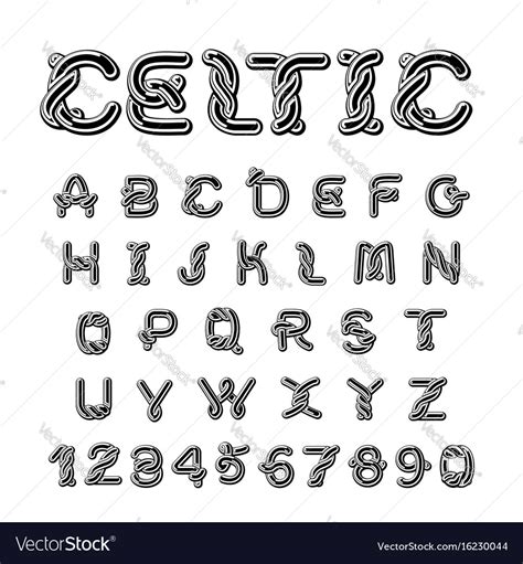 Celtic font norse medieval ornament abc Royalty Free Vector