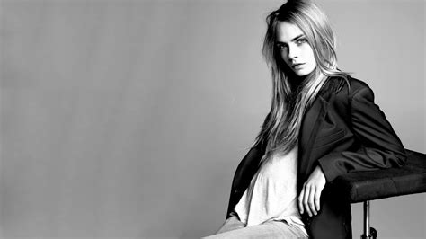 Cara Delevingne, women, simple background, celebrity, black jackets, straight hair, looking at ...