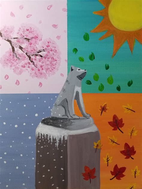 YOKOHAMA Kids Only-ハチ公と四季 Four Seasons of Hachiko – Artbar Tokyo – Paint and Wine Art Studio ...