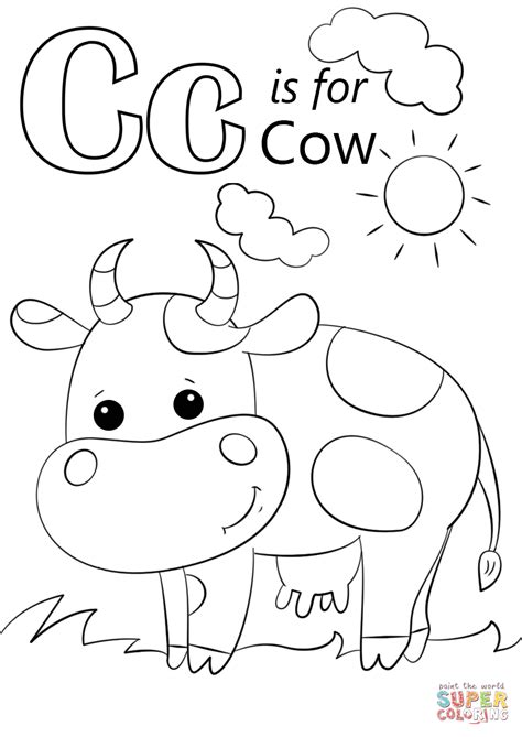 Letter C is for Cow coloring page | Free Printable Coloring Pages