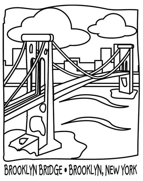 Brooklyn Bridge in New York City coloring page - Download, Print or Color Online for Free