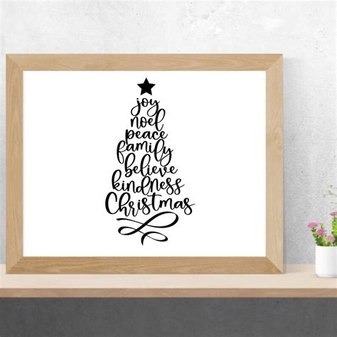 Christmas Tree SVG Word Art SVG Christmas Words SVG - Etsy