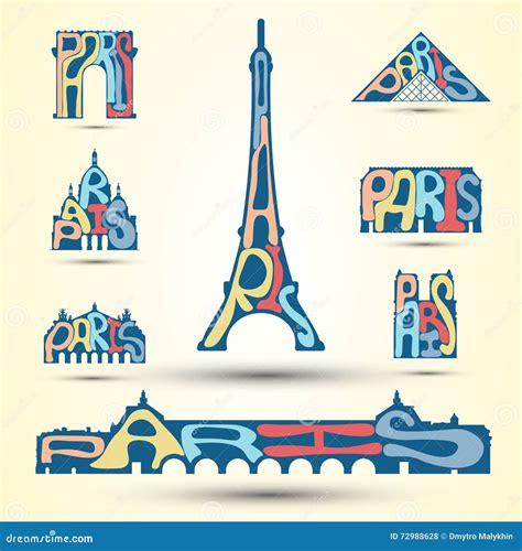 Vector Illustration of Paris Attractions Stock Illustration - Illustration of orsay, dame: 72988628