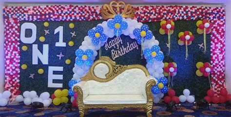 Birthday decoration | Birthday decorations, 1st birthday decorations, Simple stage decorations