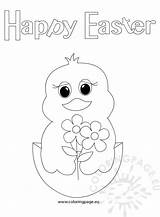 Happy easter chick In A Shell – Coloring Page sketch template