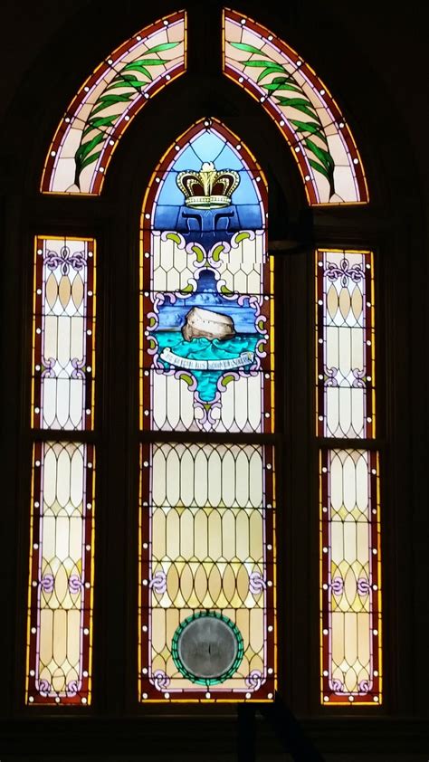 jewish, temple, window, glass, stained, blue, noah, ark, palm, branch ...