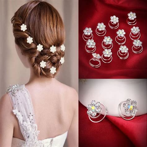 12Pcs Crystal Rhinestone Flower Bridal Wedding Hair Pins Hairgrips Hairclips Hairpin Hair ...