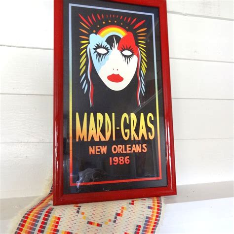 Vintage 1986 New Orleans Mardi Gras Framed Poster by LaGypsyYaya