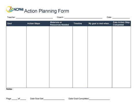 Action Plan Template A (Editable) - National Center for Pyramid Model ...