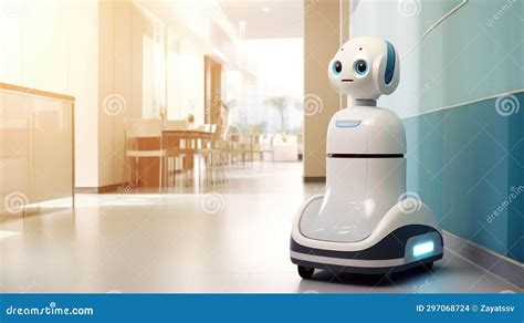 Robot Assistant Helps a Person in a Hospital, Future Concept Stock ...